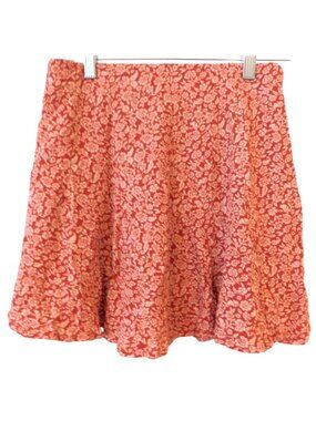 American Eagle S Small Floral Print Red Mini Skirt Lined Coquette Cottage